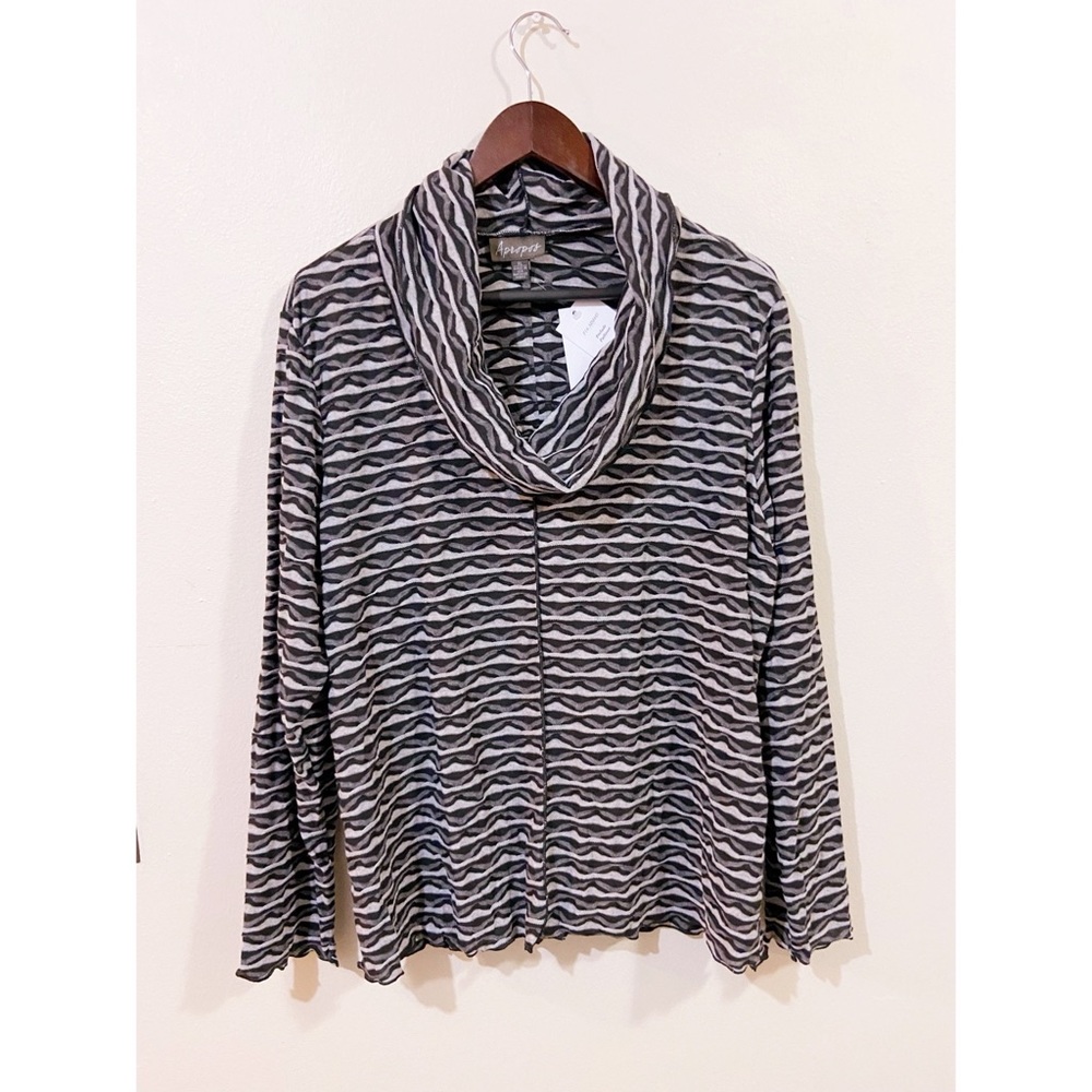 APROPOS Gray & Black Striped Cowl Neck XL